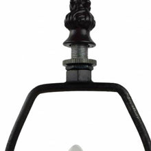 Load image into Gallery viewer, Metal Candlestick Table Lamp With Red And Black Novelty Shade - Dark Brown