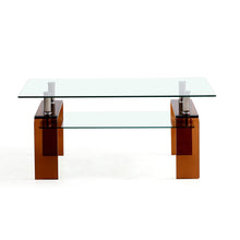 Load image into Gallery viewer, 39" Glass Coffee Table With Shelf - Clear And Brown