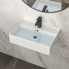 Load image into Gallery viewer, Modern Ceramic Rectangular Wall Mounted Bathroom Sink With Faucet Hole & Overflow