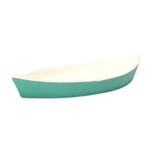 Load image into Gallery viewer, 10" Cast Iron Oval Boat Shaped Tray - Aqua / White