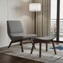 Load image into Gallery viewer, Solid Color Lounge Chair With Ottoman - Gray And Walnut