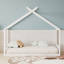 Load image into Gallery viewer, Montessori Style House Bed For Kids, Floor Bed Frame With Headboard And Footboard
