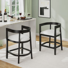 Load image into Gallery viewer, Modern Rubberwood Counter Stool Set With Upholstered Seats