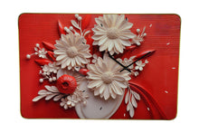 Load image into Gallery viewer, Silent Analog Floral Wall Clock - White / Red / Black