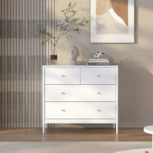 Load image into Gallery viewer, 4 Drawer Kids Dresser With Antique Brass Pulls - White