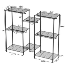 Load image into Gallery viewer, Heavy Duty Garment Rack With 8 Adjustable Wire Shelves And 5 Clothes Rails, Freestanding Closet Organizer Metal - Black