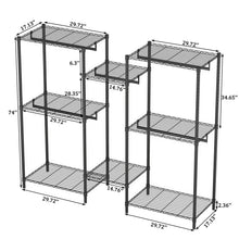 Load image into Gallery viewer, Heavy Duty Garment Rack With 8 Adjustable Wire Shelves And 5 Clothes Rails, Freestanding Closet Organizer Metal - Black