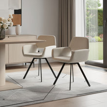 Load image into Gallery viewer, Fabric Steel Dining Arm Chairs (Set of 2) - Beige / Black