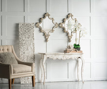 Load image into Gallery viewer, Artistic Diamond Scrollwork Mirror, Home Accent Mirror For Living Room, Entryway, Bedroom, Office - Antique White
