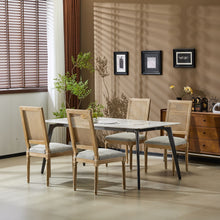 Load image into Gallery viewer, French Country Dining Chair With Rectangular Cane Backrest And Smooth Upholstered Seating