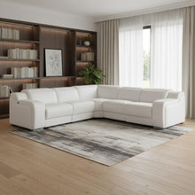Load image into Gallery viewer, Italian Leather Power Reclining L Shaped Five Piece Corner Sectional - White