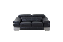 Load image into Gallery viewer, Love Seat Genuine Leather - Black / Silver