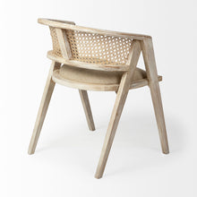 Load image into Gallery viewer, Upholstered Linen Curved Back Dining Room Arm Chair - Natural