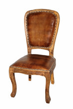 Load image into Gallery viewer, Upholstered Leather King Louis Back Dining Side Chairs (Set of 2) - Mahogany / Brown