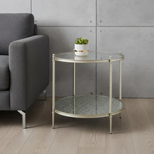 Load image into Gallery viewer, Glass Metal Round End Table With Shelf - Clear / Champagne