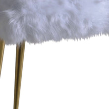 Load image into Gallery viewer, 18" White and Gold Upholstered Faux Fur Bench