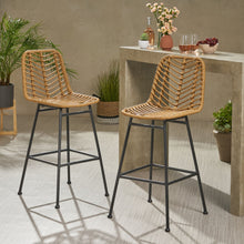 Load image into Gallery viewer, Sawtelle - Outdoor Wicker Barstools (Set of 2)