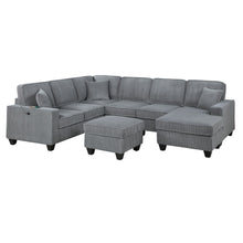 Load image into Gallery viewer, Left Arm Facing Loveseat With USB Port And Storage Sectional Set With Corner Wedge Armless Chair And Cocktail Ottoman - Fog
