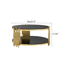 Load image into Gallery viewer, Elegant Round Table With Double Layer Tempered Glass Top And Stainless Steel Frame For Living Room