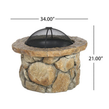 Load image into Gallery viewer, Outdoor 34" Lightweight Concrete Wood Burning Fire Pit - Stone Gray