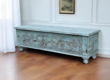 Load image into Gallery viewer, 54" Carved And Distressed Solid Wood Lift Top Coffee Table - Pastel Pink