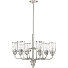 Load image into Gallery viewer, 27'' Six Light Metal Dimmable Chandelier With Shades - Nickel / Clear