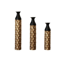Load image into Gallery viewer, Floor Metal Vases (Set of 3) Gorgeous Home Decoration Large Glazed Metal Vases - Black / Gold