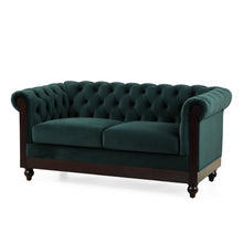 Load image into Gallery viewer, Chesterfield Velvet Loveseat Sofa, 2 Person Rolled Arm Upholstered Couch