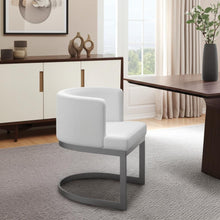 Load image into Gallery viewer, Upholstered Fabric Wing Back Dining Arm Chair - White