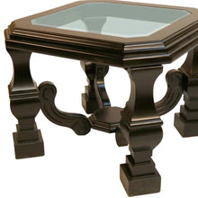 Load image into Gallery viewer, Wood Glass Square End Table - Espresso / Brown / Clear