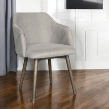 Load image into Gallery viewer, Upholstered Fabric Dining Arm Chair - Brown / Gray