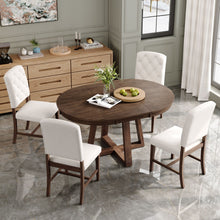 Load image into Gallery viewer, Dining Set With Leaf Round Table And 4 Upholstered Chairs