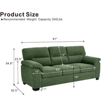 Load image into Gallery viewer, 3 Seater Sofa With Padded Armrests And Triangular Leg