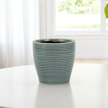 Load image into Gallery viewer, Striped Round Pot Planter - Blue
