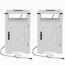 Load image into Gallery viewer, Farmhouse Nightstand, Charging Station & Storage