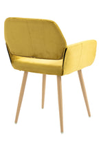 Load image into Gallery viewer, Upholstered Velvet Open Back Dining Chair - Yellow