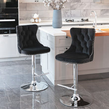 Load image into Gallery viewer, Swivel Barstools Adjusatble Seat Height From 25-33", Modern Upholstered Base Bar Stools With Backs Comfortable Tufted For Home Pub And Kitchen Island (Set of 2)