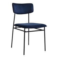 Load image into Gallery viewer, Upholstered Velvet Open Back Dining Side Chair - Blue / Black