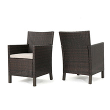 Load image into Gallery viewer, Outdoor Rattan Dining Chair With Straight Legs And Sloped Arms