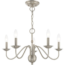 Load image into Gallery viewer, 13" Five Light Dimmable Chandelier With Shades - Nickel / Pearl Silver