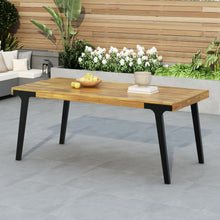Load image into Gallery viewer, Acacia Wood Patio Dining Table, 69"L Rectangle Outdoor Table - Teak / Black
