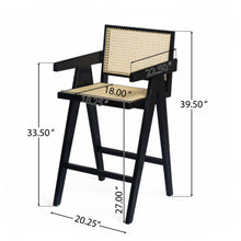 Load image into Gallery viewer, Modern Minimalist Bar Stool With Cane Seat - Black / Natural