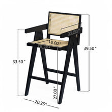 Load image into Gallery viewer, Modern Minimalist Bar Stool With Cane Seat - Black / Natural