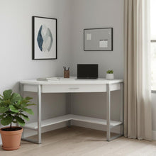 Load image into Gallery viewer, 42" White and Silver Corner Computer Desk
