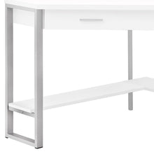 Load image into Gallery viewer, 42" White and Silver Corner Computer Desk