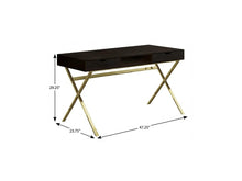 Load image into Gallery viewer, 47" Dark Brown and Gold Computer Desk With Two Drawers