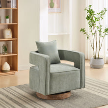 Load image into Gallery viewer, Swivel Accent Open Back Barrel Chair With Weathered Base