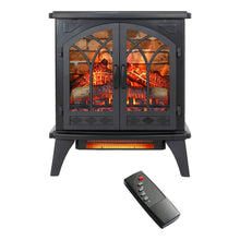 Load image into Gallery viewer, 3D Flame Electric Infrared Quartz Fireplace Stove With Remote Control - Antique Black
