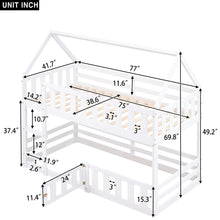 Load image into Gallery viewer, Twin Over Twin House Bunk Bed With Fence And Door