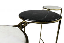Load image into Gallery viewer, Genuine Marble Round Frame Console Table - Black And White And Gold